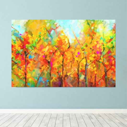 Kleurrijke Abstracte bomen van het boskanvas Canvas Afdruk (Insitu (Houten vloer))
