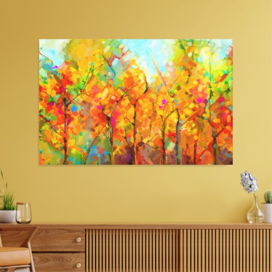 Kleurrijke Abstracte bomen van het boskanvas Canvas Afdruk (Insitu (Woonkamer))