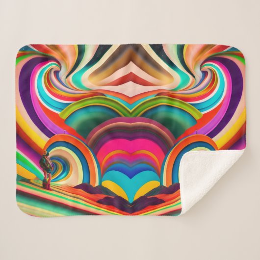 Kleurrijke Abstracte Bonnaroo-geïnspireerde Sherpa Sherpa Deken (Voorkant (horizontaal))