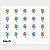 Kleurrijke Abstracte Boom Moderne Regenboog Vierkante Sticker (Vel)