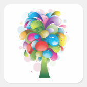 Kleurrijke Abstracte Boom Moderne Regenboog Vierkante Sticker (Voorkant)
