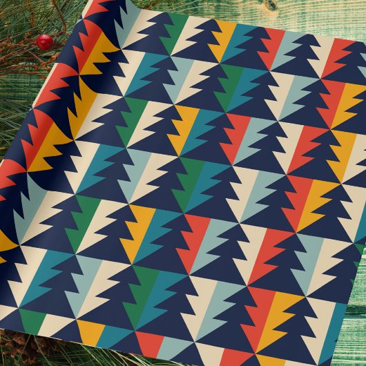 Kleurrijke  Abstracte bosbomen Kerst Cadeaupapier