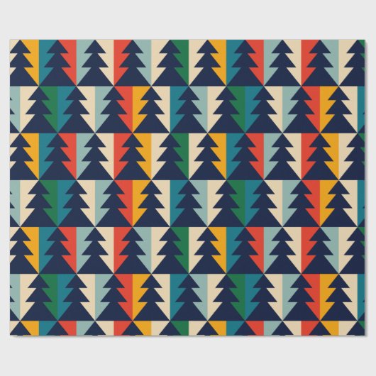Kleurrijke  Abstracte bosbomen Kerst Cadeaupapier (Vlak)
