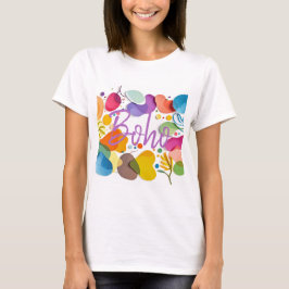 Kleurrijke Abstracte Botanische Boho Uitknip Kunst T-shirt