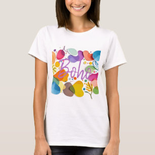 Kleurrijke Abstracte Botanische Boho Uitknip Kunst T-shirt