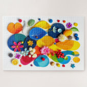 Kleurrijke Abstracte Botanische Vormen Mixed Media Legpuzzel (Horizontaal)