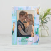 Kleurrijke Abstracte bruiloft Bedankt Card Blauw R (Staand voorkant)