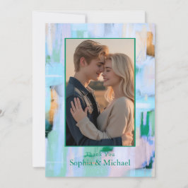 Kleurrijke Abstracte bruiloft Bedankt Card Blauw R