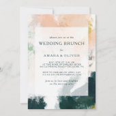 Kleurrijke Abstracte bruiloft brunch uitnodiging (Voorkant)