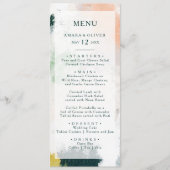 Kleurrijke Abstracte bruiloft diner menu (Voorkant)