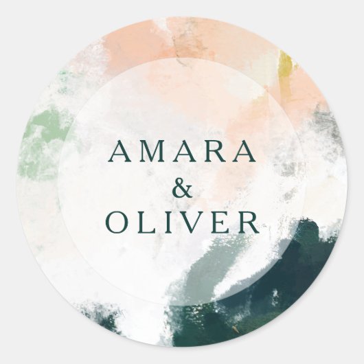Kleurrijke Abstracte bruiloft envelop afdichtingen Ronde Sticker (Voorkant)