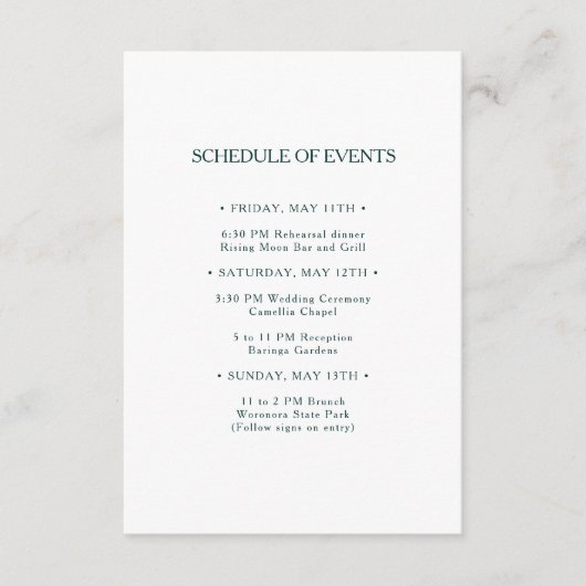 Kleurrijke Abstracte Bruiloft Schema van Evenement Informatiekaartje (Voorkant)