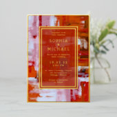 Kleurrijke Abstracte bruiloft uitnodigen foto temp Folie Feestdagenkaart (Staand Voorkant)