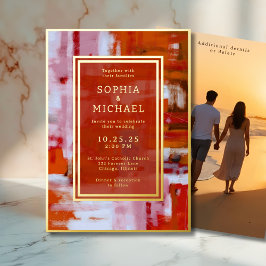 Kleurrijke Abstracte bruiloft uitnodigen foto temp Folie Feestdagenkaart