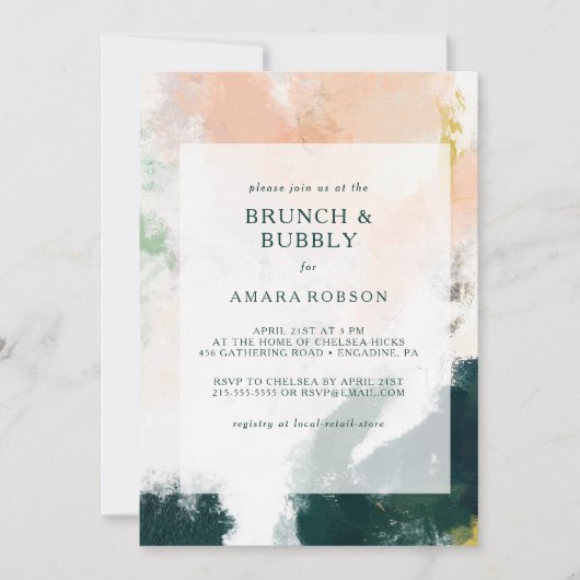 Kleurrijke Abstracte brunch en bubbeldouche Kaart (Voorkant)