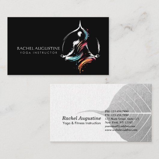 Kleurrijke Abstracte Brush Logo Meditatie-instruct Visitekaartje (Voorkant / Achterkant)