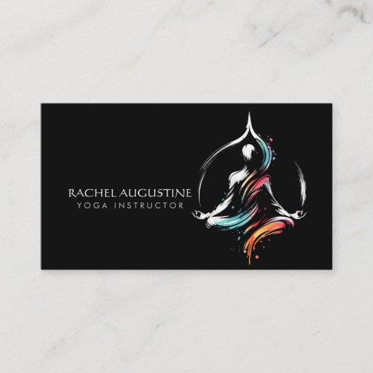 Kleurrijke Abstracte Brush Logo Meditatie-instruct Visitekaartje (Voorkant)