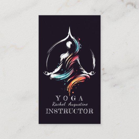 Kleurrijke Abstracte Brush Logo Meditatie-instruct Visitekaartje (Voorkant)