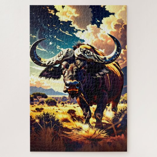 Kleurrijke Abstracte Buffalo Puzzel voor Volwassen (Verticaal)