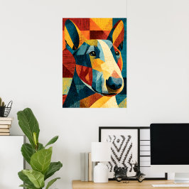 Kleurrijke Abstracte Bull Terrier Geometrische Pos Poster