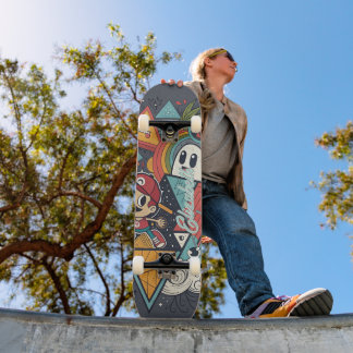 Kleurrijke Abstracte Cartoon Art – Levendig karakt Persoonlijk Skateboard