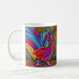 Kleurrijke Abstracte Cartoon Barn Rooster Koffiemok