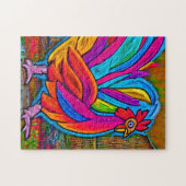 Kleurrijke Abstracte Cartoon Barn Rooster Legpuzzel (Horizontaal)