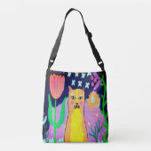 Kleurrijke Abstracte Cat Art Canvas tas (Achterkant)