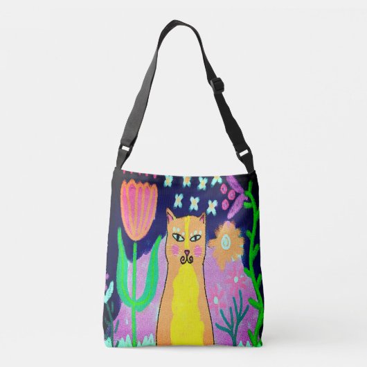 Kleurrijke Abstracte Cat Art Canvas tas (Achterkant)