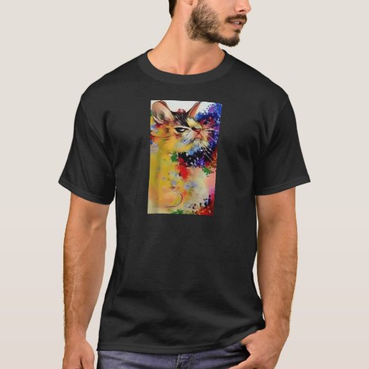 Kleurrijke Abstracte Cat Vibrant Artistic Feline D T-shirt (Voorkant)