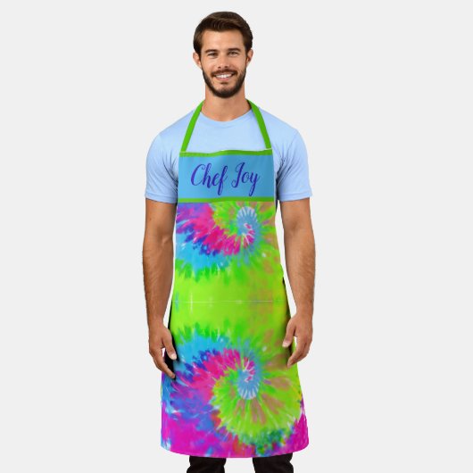 KLEURRIJKE ABSTRACTE CHEF STROPDAS-DYE SCHORT (Gedragen)