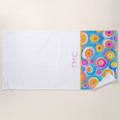 Kleurrijke Abstracte Cirkel Art INITIALEN Summer F Strandlaken (Voorkant)