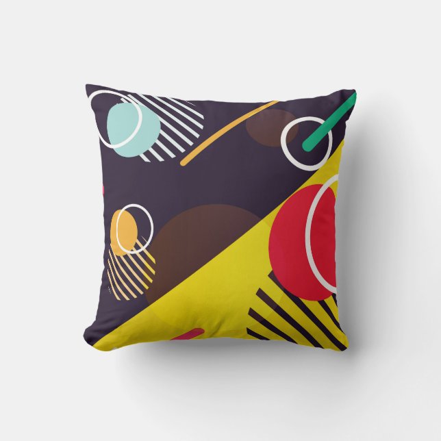 Kleurrijke Abstracte cirkels en lijnen Kussen (Voorkant)