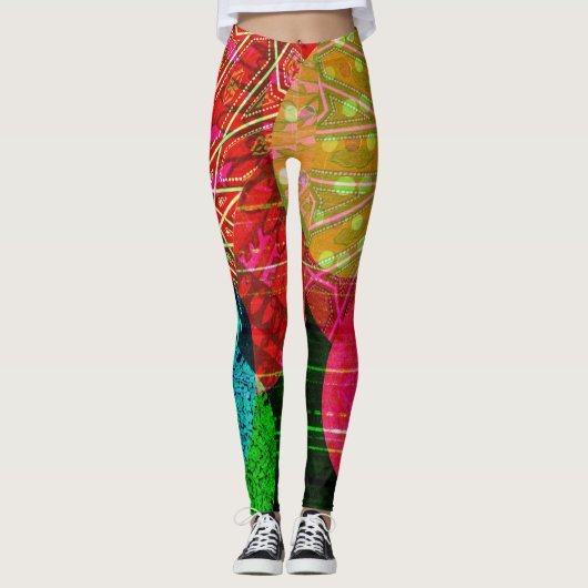 Kleurrijke Abstracte Cirkels Kunst Leggings (Voorkant)