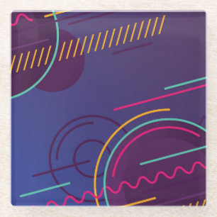 Kleurrijke Abstracte cirkels, lijnen en wolken Glazen Onderzetter