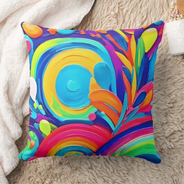 Kleurrijke Abstracte cirkels schilderen Kussen (Deken)