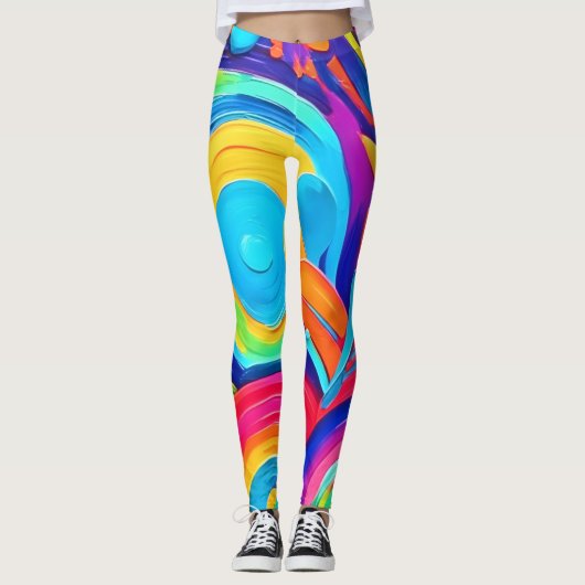 Kleurrijke Abstracte cirkels schilderen Leggings (Voorkant)