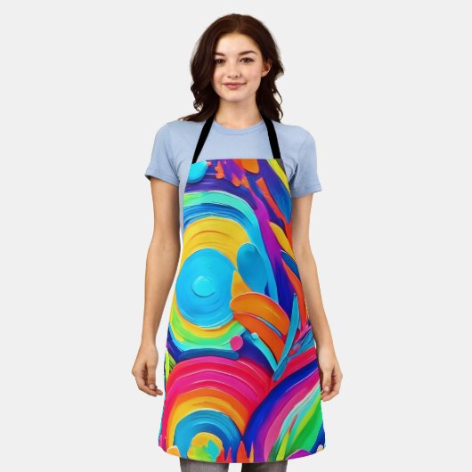 Kleurrijke Abstracte cirkels schilderen Schort (Gedragen)