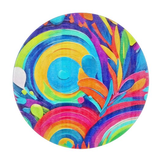 Kleurrijke Abstracte cirkels schilderen Snijplank (Voorkant)
