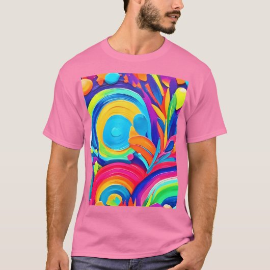 Kleurrijke Abstracte cirkels schilderen T-shirt (Voorkant)