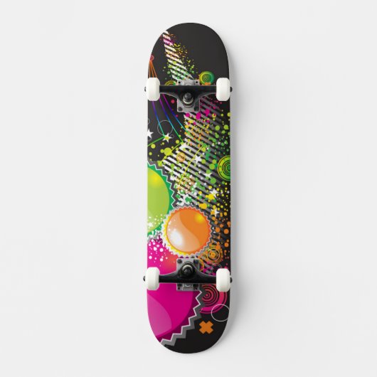 Kleurrijke Abstracte cirkels skateboard (Voorkant)