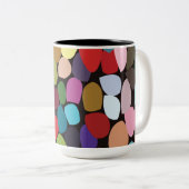 Kleurrijke Abstracte cirkels Tweekleurige Koffiemok (Voorkant rechts)