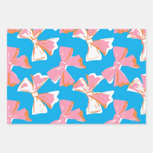 Kleurrijke Abstracte Coquette Bow Pattern Quirky Inpakpapier Vel (Voorkant 3)
