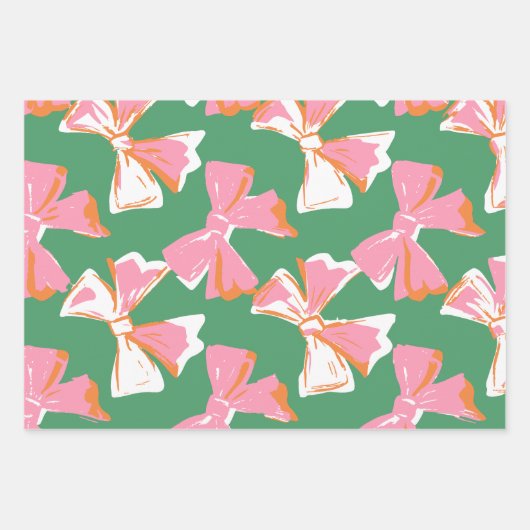 Kleurrijke Abstracte Coquette Bow Pattern Quirky Inpakpapier Vel (Voorkant 2)