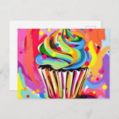 Kleurrijke Abstracte cupcake met levendige tinten Briefkaart (Voorkant / Achterkant)