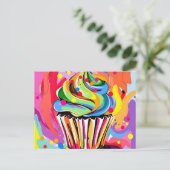 Kleurrijke Abstracte cupcake met levendige tinten Briefkaart (Staand voorkant)