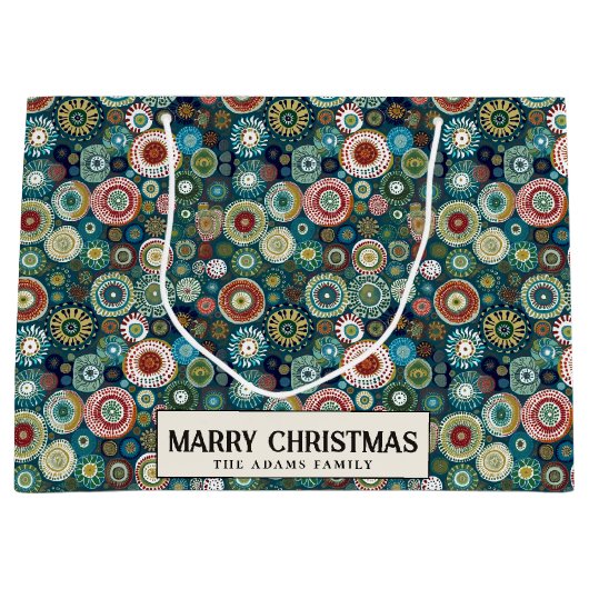 Kleurrijke Abstracte Custom Merry Christmas Groot Cadeauzakje (Voorkant)