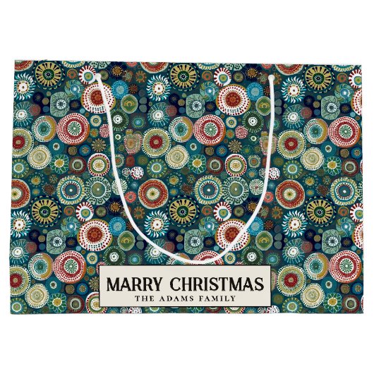 Kleurrijke Abstracte Custom Merry Christmas Groot Cadeauzakje (Achterkant)