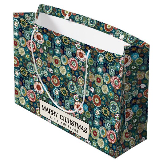 Kleurrijke Abstracte Custom Merry Christmas Groot Cadeauzakje (Achterkant Gekanteld)