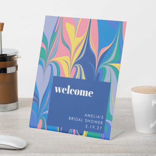 Kleurrijke Abstracte Custom Vrijgezellenfeest Welk Reclamebord Met Voetstuk (Insitu)